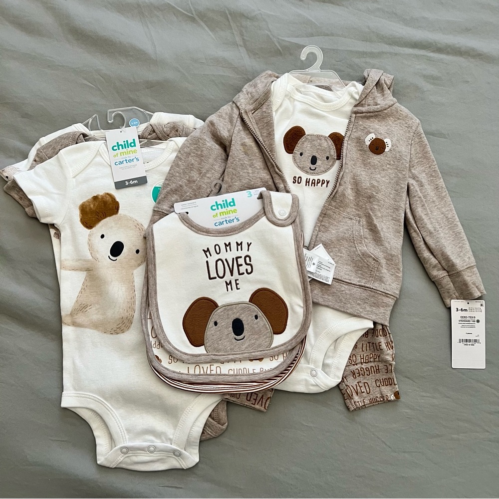 Carter’s NWT Koala Bear Clothes and Bibs Set; 3-6mo
